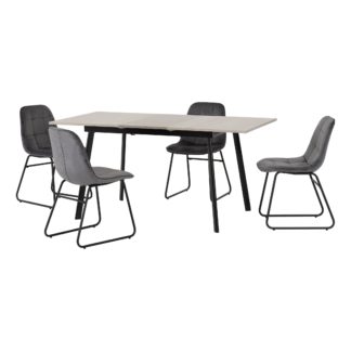 An Image of Avery Concrete Effect Extendable Dining Table with 4 Lukas Grey Dining Chairs Grey