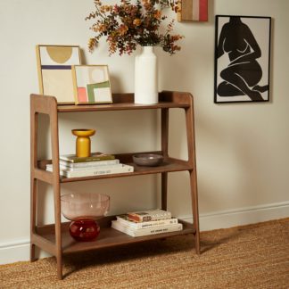 An Image of Elements Dark Floor Shelving Unit 3 Tier Walnut (Brown)