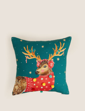 An Image of M&S Pure Cotton Reindeer Cushion