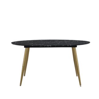An Image of Kendall Faux Marble Oval Dining Table Black
