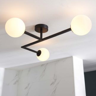 An Image of Hawkhill Bathroom Semi Flush Light - 3lt Black