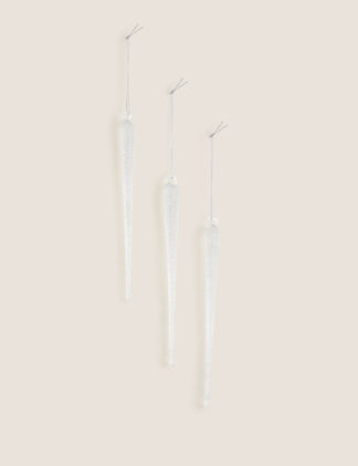An Image of M&S 3 Pack Glass Hanging Icicle Decorations