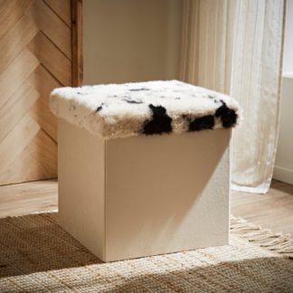 An Image of Cow Hide Foldable Storage Cube MultiColoured