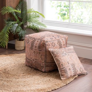 An Image of Ara Camel and Black Pouffe Brown/Black
