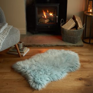 An Image of Tipped Faux Fur Pelt Rug Blue