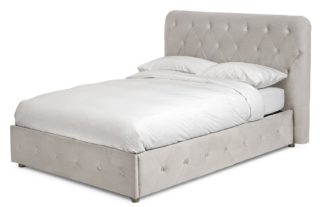 An Image of Habitat Savannah Kingsize Ottoman Fabric Bed Frame - Natural