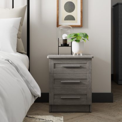An Image of Toby 3 Drawer Bedside Grey Grey