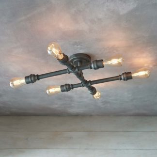 An Image of Gabe 6 Light Semi Flush Ceiling Light - Pewter