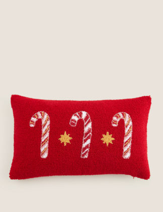 An Image of M&S Candy Cane Bolster Cushion