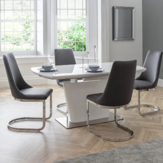 An Image of Como High Gloss Extendable Dining Table with 4 Dining Chairs Grey