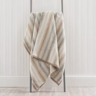 An Image of Thermosoft Ombre Stripe Natural Throw Natural