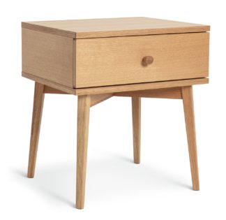 An Image of Habitat Kirk 1 Drawer Bedside Table - Oak