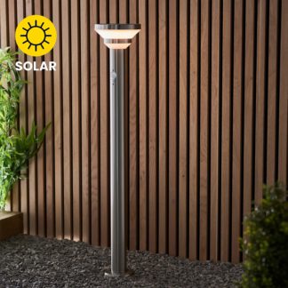 An Image of Halton 80cm Photocell & PIR Solar Outdoor Floor Light - Stainless Steel