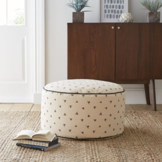An Image of Bees Pouffe Natural Brown/Yellow/White
