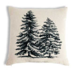 An Image of Habitat Graphic Tree Print Cushion - Grey - 43X43cm