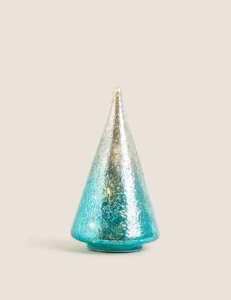 An Image of M&S Small Light Up Ombré Glass Tree Decoration