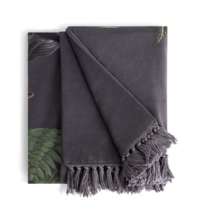 An Image of Habitat Graphic Palm Printed Throw - Black - 125X150cm