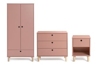 An Image of Habitat Kids Eden 3 Piece 2 Door Wardrobe Set - Pink