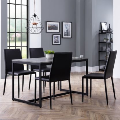 An Image of Staten Dining Set with 4 Kari Chairs Black