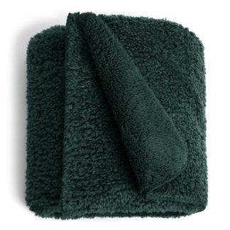 An Image of Habitat Faux Shearling Throw - Green - 125X150cm