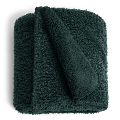 An Image of Habitat Faux Shearling Throw - Green - 125X150cm