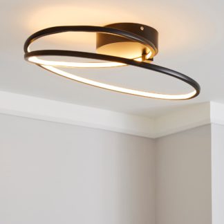 An Image of Menton Integrated LED Swirl Black Semi-Flush Ceiling Fitting Black