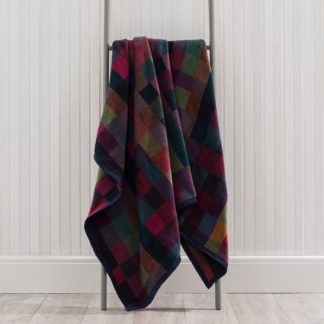 An Image of Super Soft Multicoloured Check Throw Navy Blue and Red