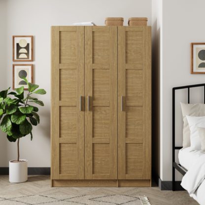 An Image of Toby Triple Wardrobe Oak Oak