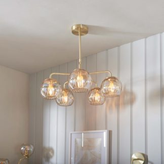 An Image of Geneva 5 Light Pendant Light - Brass