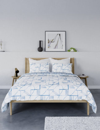 An Image of M&S Cotton Blend Watercolour Linear Bedding Set