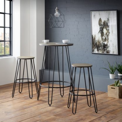 An Image of Dalston Set of 2 Round Bar Stools Mocha