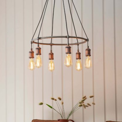 An Image of Henrik 6 Light Pendant Light - Pewter