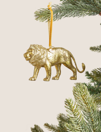An Image of M&S Gold Hanging Lion Decoration, Gold
