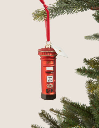 An Image of M&S Glass Post Box Hanging Decoration
