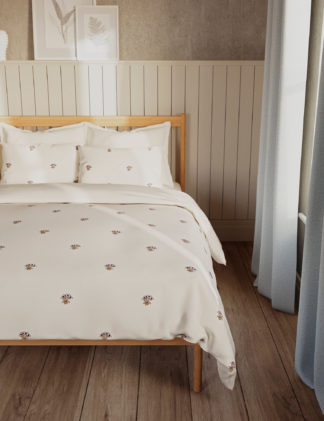 An Image of M&S Pure Cotton Floral Embroidered Bedding Set