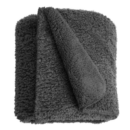 An Image of Habitat Snuggle Fleece Throw - Charcoal - 125X150cm