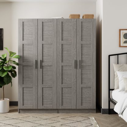 An Image of Toby 4 Door Wardrobe Grey Grey