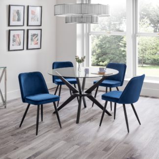 An Image of Burgess Set of 2 Velvet Dining Chairs Blue