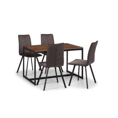 An Image of Tribeca Rectangular Walnut Dining Table with 4 Jazz Black Chairs Walnut (Brown)