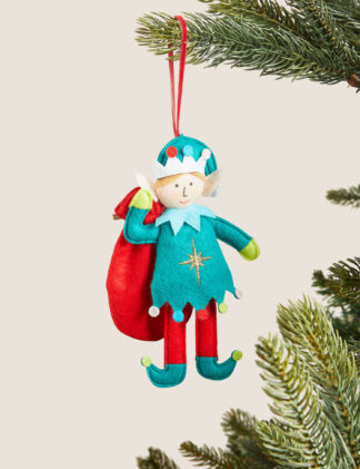 An Image of M&S Hanging Felt Elf Decoration