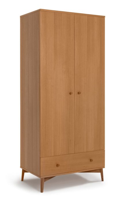 An Image of Habitat Kirk 2 Door 1 Drawer Wardrobe - Walnut