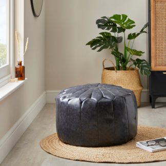 An Image of Moroccan Pouffe Black Black