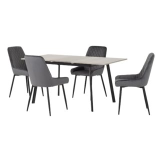 An Image of Avery Concrete Effect Extendable Dining Table with 4 Grey Dining Chairs Grey