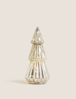 An Image of M&S Small Glass Light Up Tree Decoration