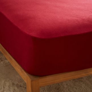 An Image of Dorma Premium 100% Brushed Cotton 35cm Fitted Sheet Red