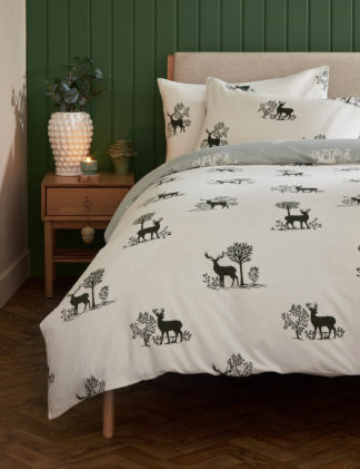 An Image of M&S Pure Brushed Cotton Deer Bedding Set