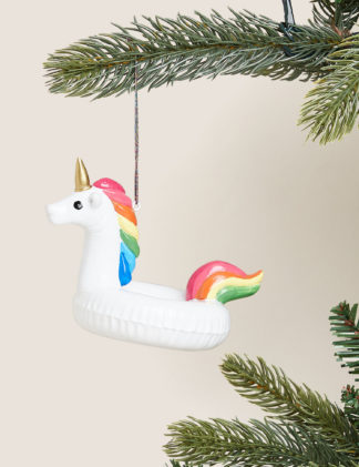 An Image of M&S Glass Unicorn Ring Hanging Decoration
