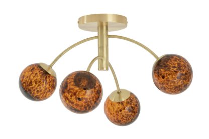 An Image of Habitat Hayle Tortoise Shell 4 Light Ceiling Light - Brass