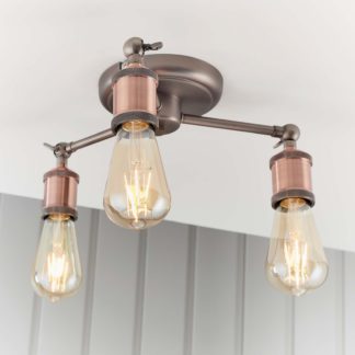 An Image of Henrik 3 Light Semi Flush Ceiling Light - Pewter