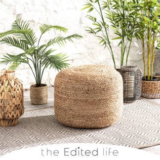 An Image of Jute Natural Pouffe Brown